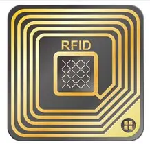 Puce RFID : le trait en escargot est l'antenne
